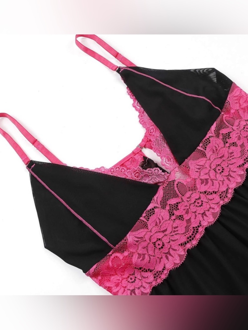 Sexy Black with Pink Lace Nighty